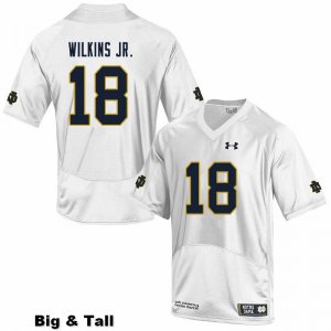 Notre Dame Fighting Irish Men's Joe Wilkins Jr. #18 White Under Armour Authentic Stitched Big & Tall College NCAA Football Jersey QNM5799WJ